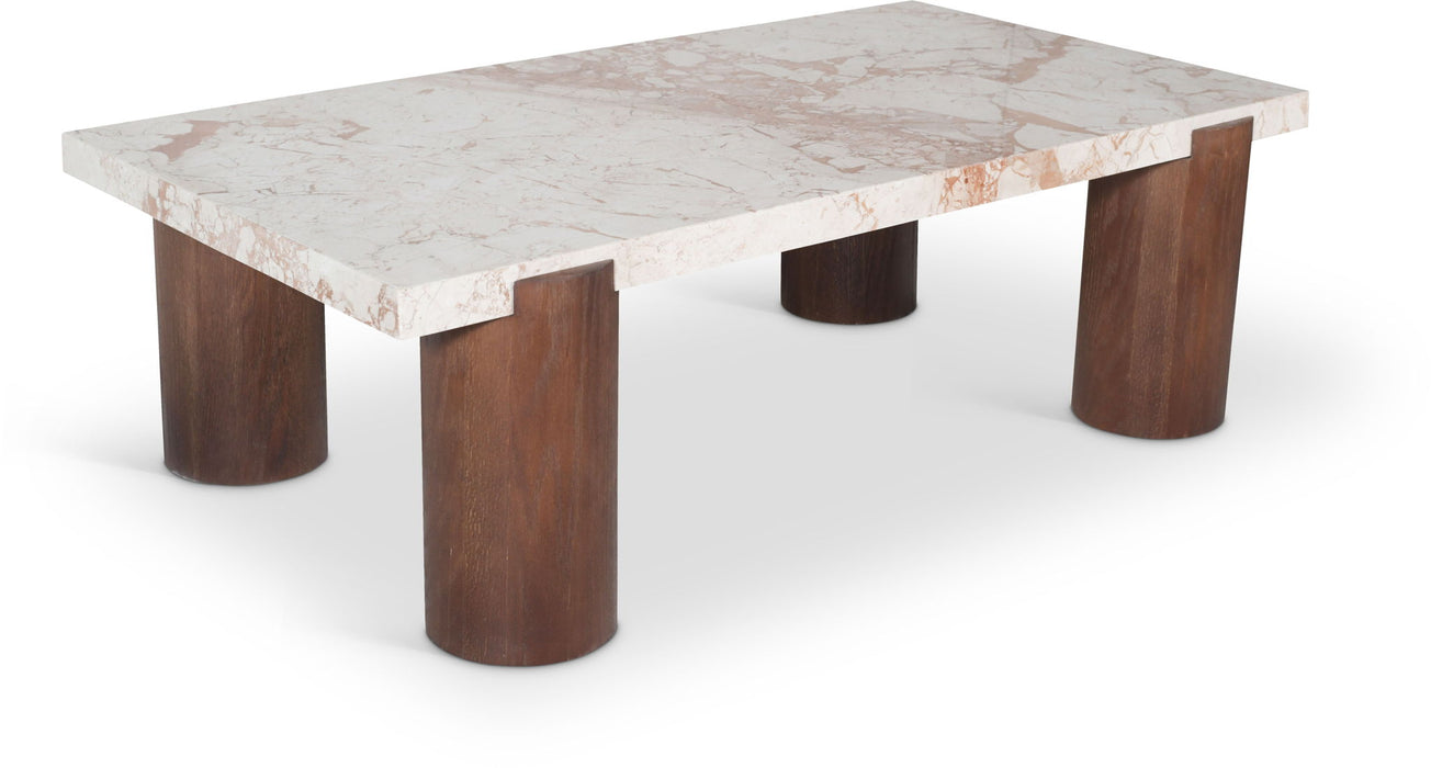 Campania - Marble And Oak Wood Coffee Table - Cream - Simple Home Plus
