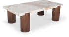 Campania - Marble And Oak Wood Coffee Table - Cream - Simple Home Plus