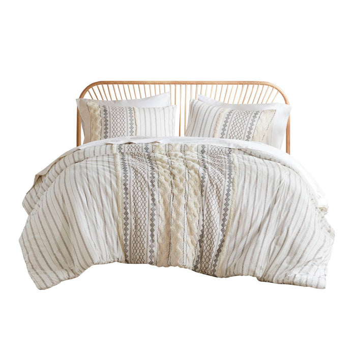 Imani - King Printed Duvet Cover Set With - Ivory