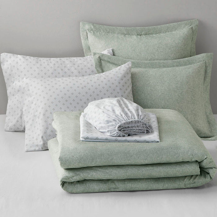 Camden - Twin/Twin Long Chambray Print Solid Comforter Set - Sage Green - Simple Home Plus