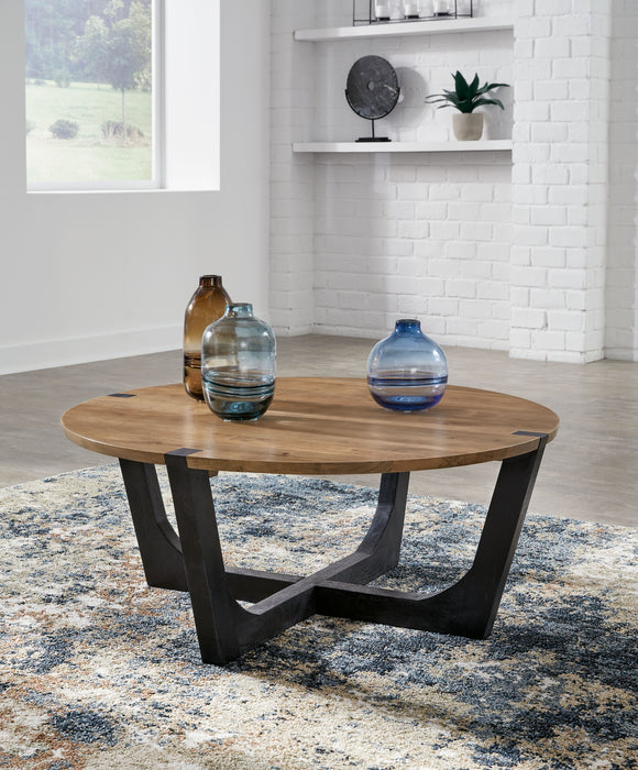 Hanneforth - Brown - Round Cocktail Table - Simple Home Plus