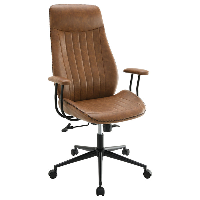 Ranger - Upholstered Adjustable Home Office Desk Chair - Brown - Simple Home Plus