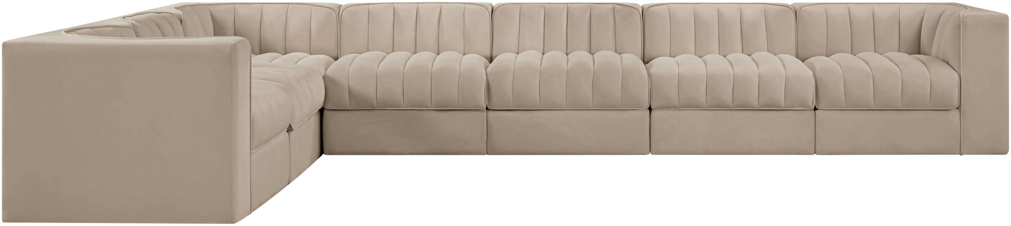 Rummi - Velvet Performance Fabric Upholstered 7 Piece Modular Sectional (With 3 Corner Chairs) - Simple Home Plus