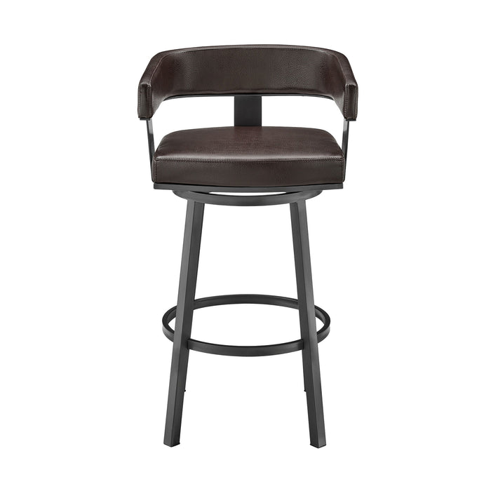 Lorin - 26" Counter Height Swivel Bar Stool - Java - Brown Finish And Faux Leather - Simple Home Plus