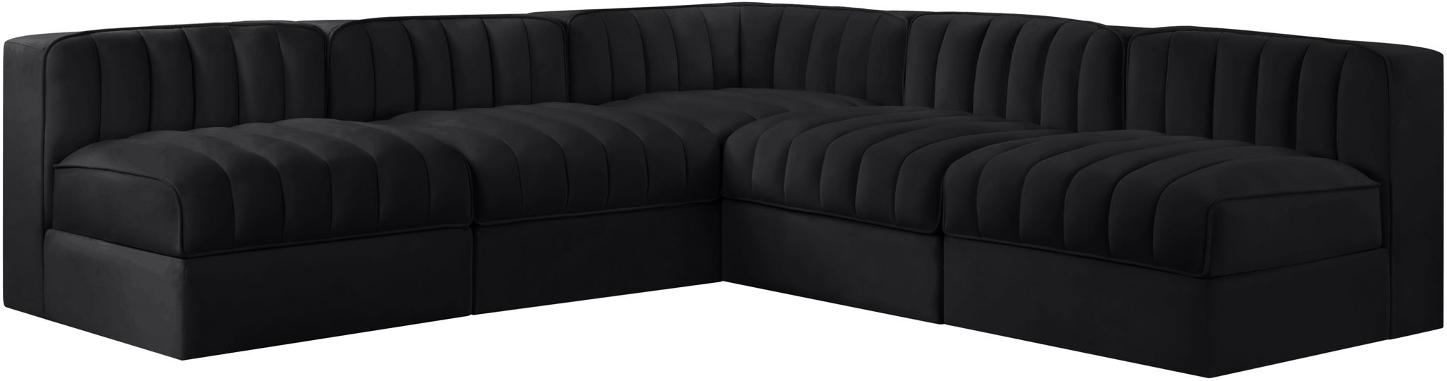 Rummi - Armless Velvet Performance Fabric Upholstered 5 Piece Modular Sectional - Simple Home Plus