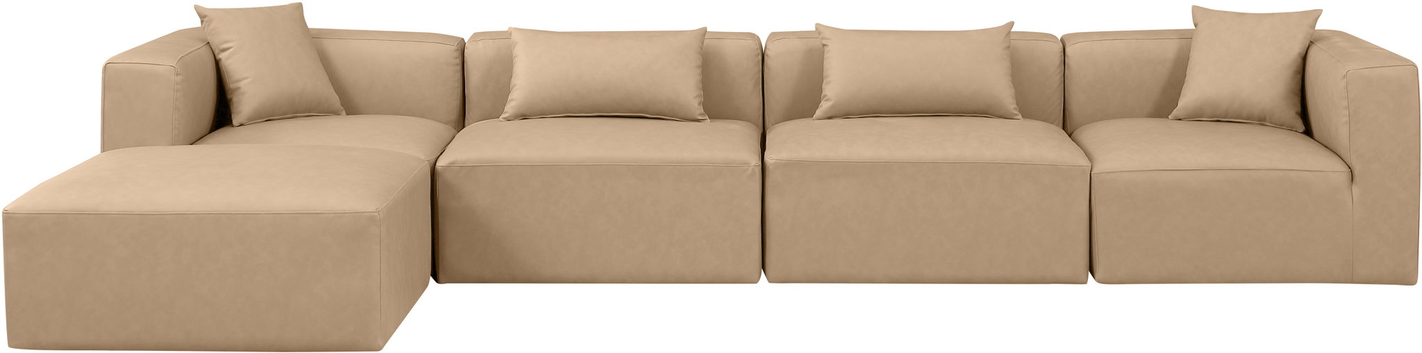 Cube - 5 Piece Modular Sectional With Chaise - Tan - Simple Home Plus