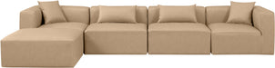 Cube - 5 Piece Modular Sectional With Chaise - Tan - Simple Home Plus