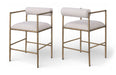 Axis - Linen Textured Beige Fabric Upholstered Counter Stool (Set of 2) - Simple Home Plus