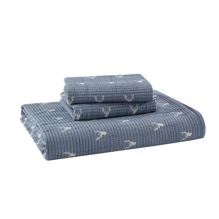 Keystone - King/California King Coverlet Set - Blue - Simple Home Plus