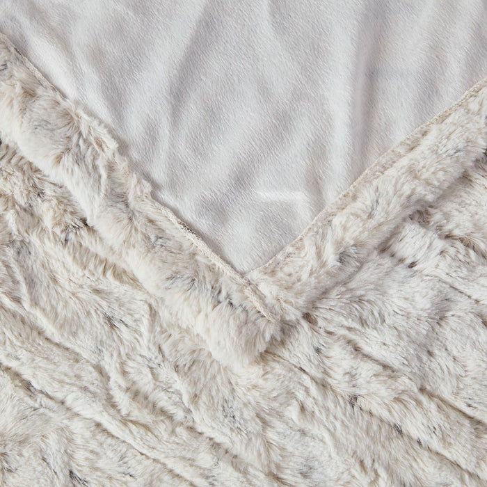 Zuri - Oversized Faux Fur Heated Throw - Snow Leopard - Simple Home Plus