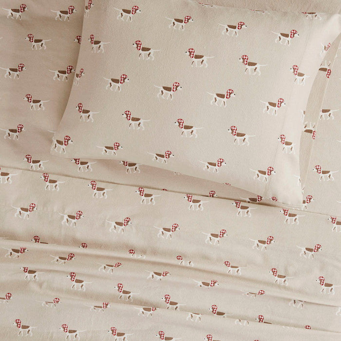 Flannel - Full Sheet Set - Tan Dog - Simple Home Plus