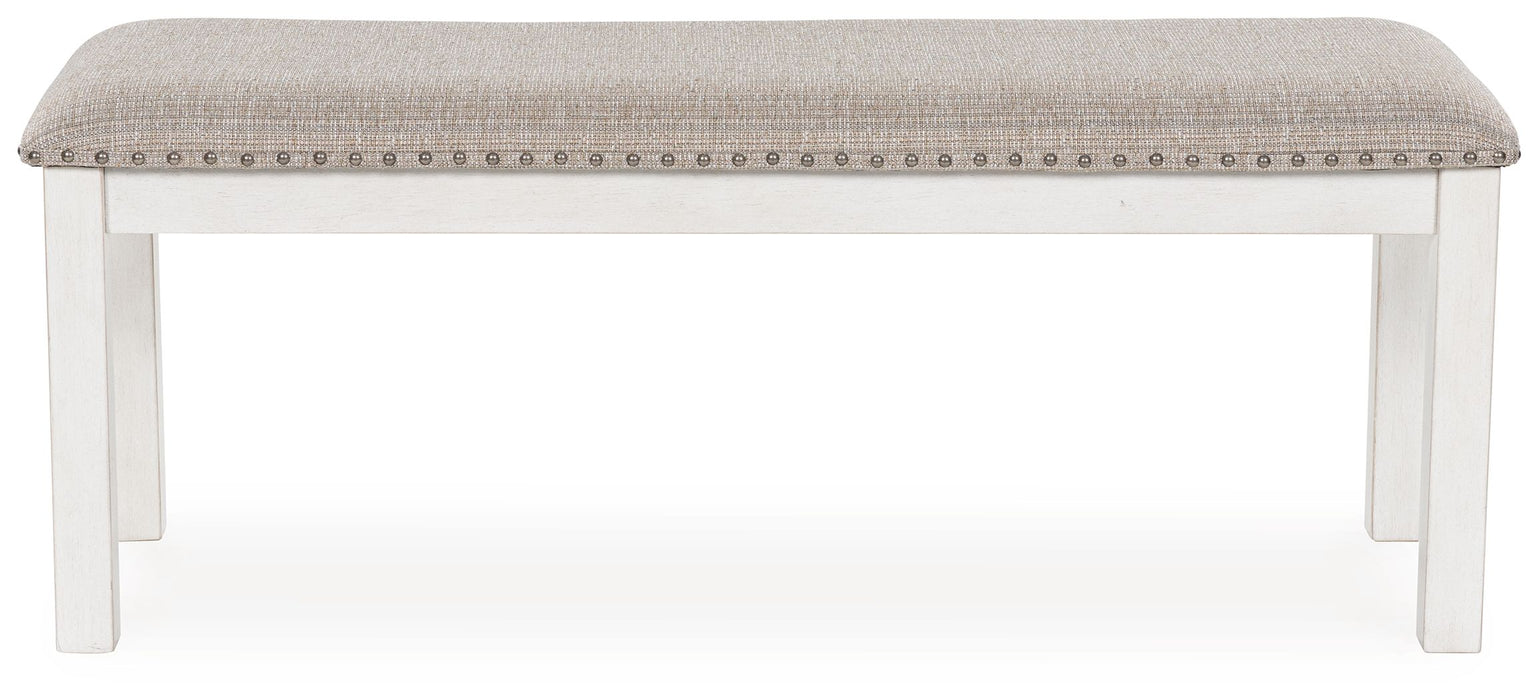 Robbinsdale - Antique White - Large Upholstered Dining Room Bench - Simple Home Plus