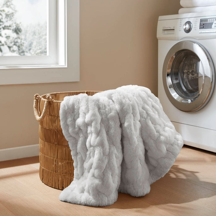 Ruched Fur - Throw - Silver Gray - Simple Home Plus