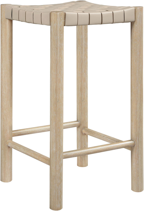 Entwine - Vegan Leather Upholstered Backless Counter Stool - Painted Natural - Simple Home Plus