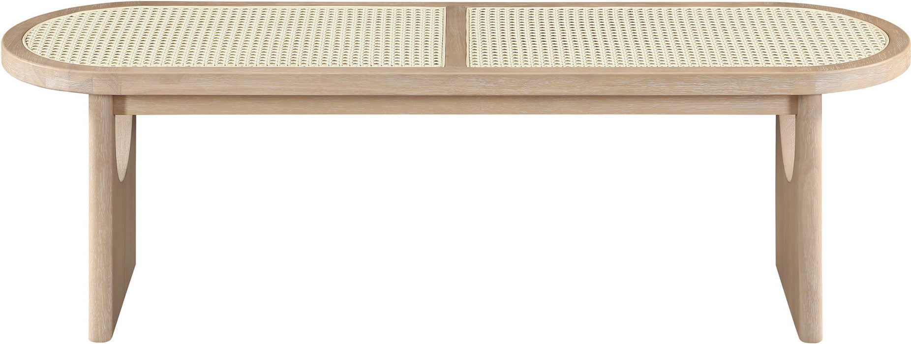 Canovia - Solid Wood And Faux Cane Bench - Simple Home Plus