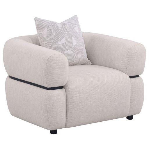 Jeanette - Fabric Upholstered Round Arm Accent Chair - Beige - Simple Home Plus