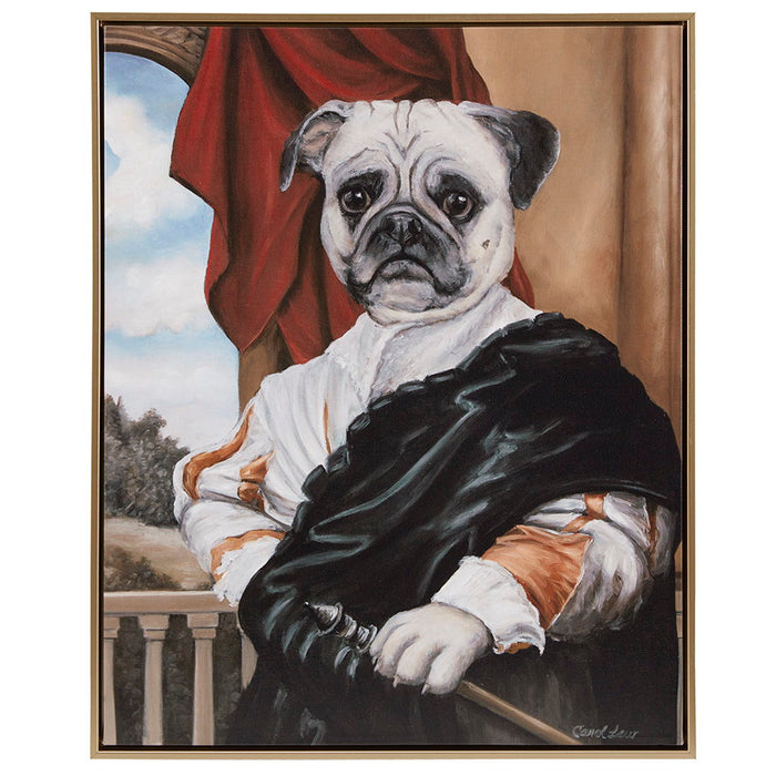 Pet Portrait - Captain's Guard Pug Framed Canvas Wall Art - Multi - Simple Home Plus