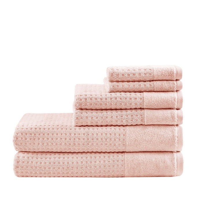 Spa - 6 Piece Jacquard Antimicrobial Towels Set - Pink