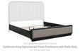 Rowanbeck - Cal King Upholstered Panel Footboard with Rails - Gray / Black - Simple Home Plus