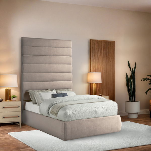 Adam - Linen Fabric Bed With 89" Headboard