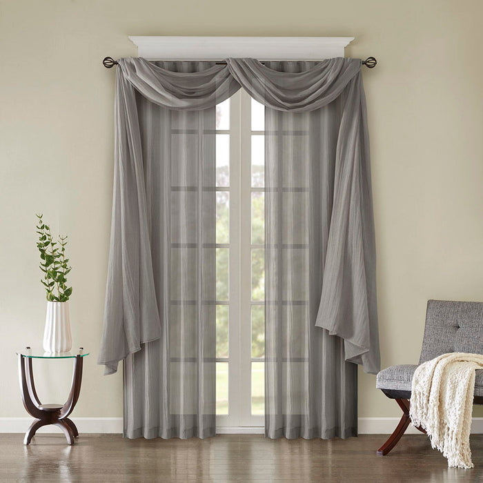 Harper - 144" Solid Crushed Scarf Sheer - Gray - Simple Home Plus