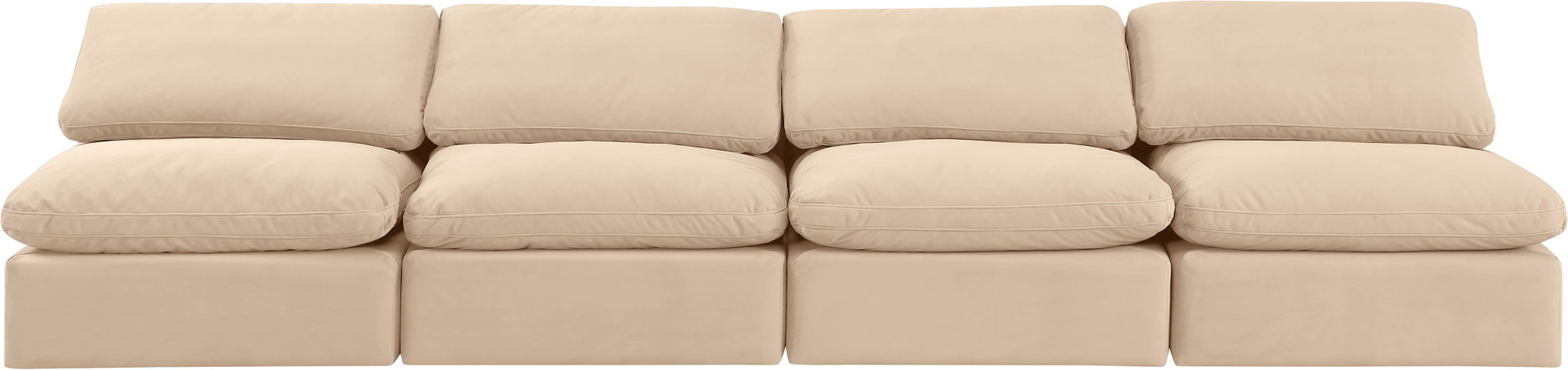 Indulge - Velvet 4 Seat Modular Armless Sofa