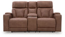 Clean-Slate - Caramel - Power Reclining Loveseat With Console / Adj Headrest - Simple Home Plus