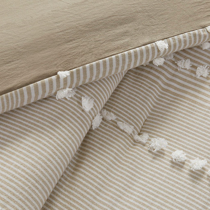 Anslee - King 3 Piece Yarn Dyed Comforter Set - Taupe - Simple Home Plus