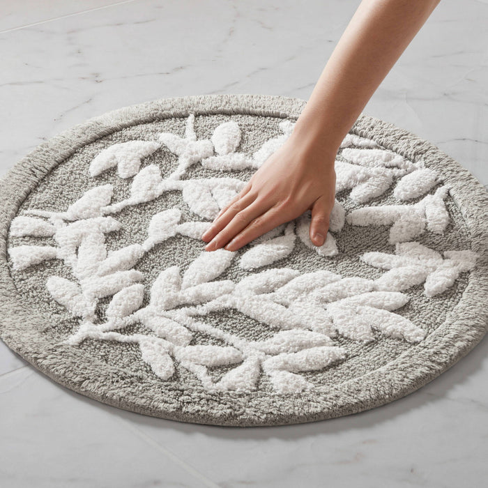 Serene - 25" Round Cotton Tufted Bath Rug - Gray