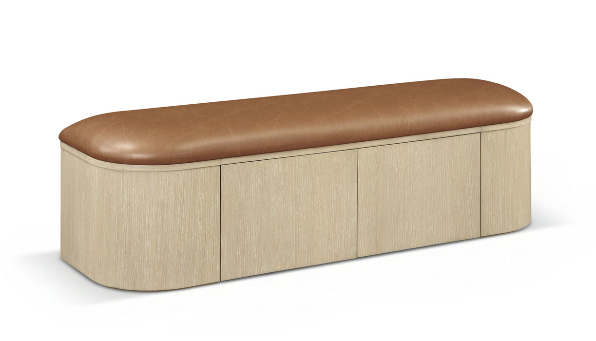 Velden - Upholstered Storage Bench With Stained Natural Base - Simple Home Plus