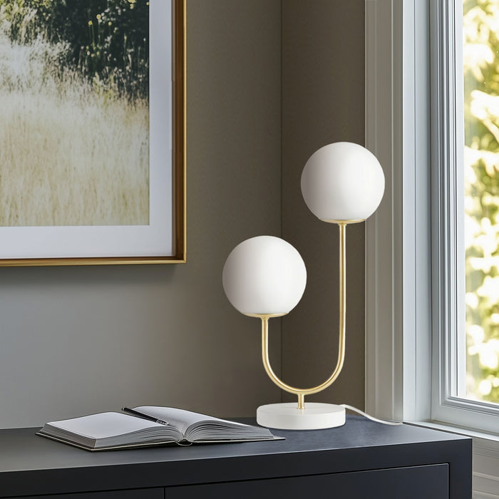 Zusa - Metal 2 Light Globe Table Lamp - Gold / White - Simple Home Plus