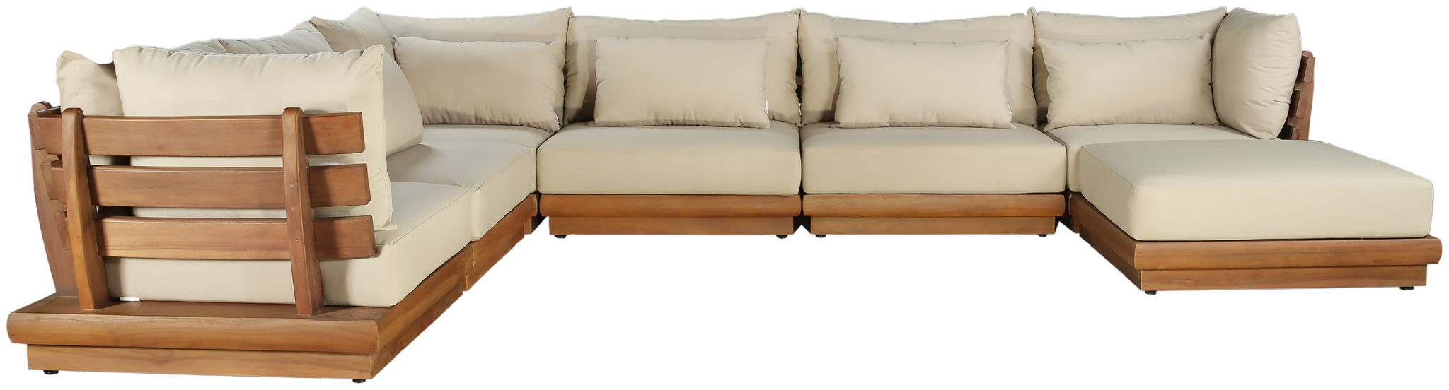 Mirella - 7 Piece Water Resistant Fabric Upholstered Outdoor Patio Modular Sectional