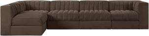 Rummi - Velvet Performance Fabric Upholstered 5 Piece Modular Sectional, L-Shaped (Right) - Simple Home Plus