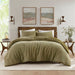 Lyon - 3 Piece King/California King Waffle Washed Comforter Set - Green - Simple Home Plus