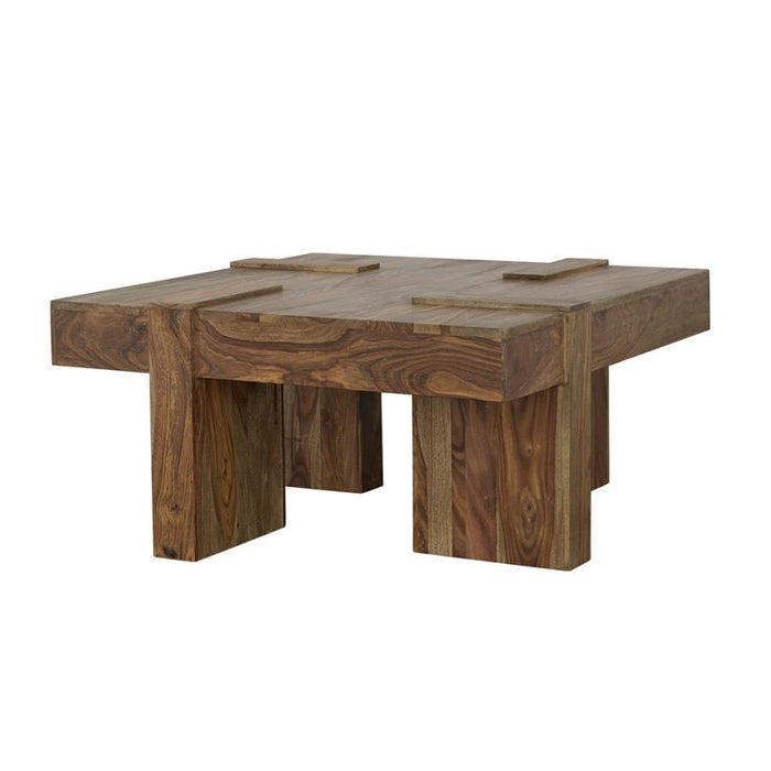 Samira - Square Solid Wood Coffee Table - Natural Sheesham - Simple Home Plus