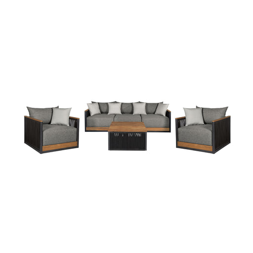 Artesia - Outdoor Patio 4 Piece Conversation Set - Teak / Dark Gray - Simple Home Plus