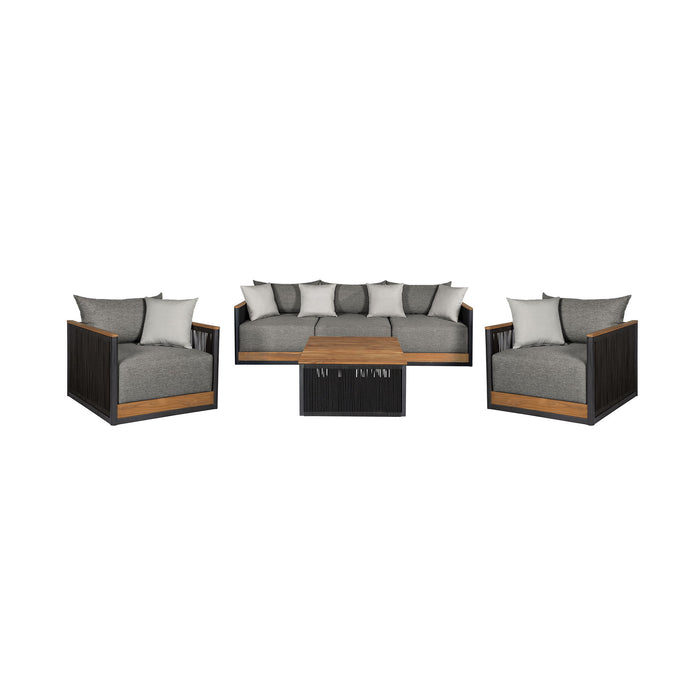 Artesia - Outdoor Patio 4 Piece Conversation Set - Teak / Dark Gray - Simple Home Plus
