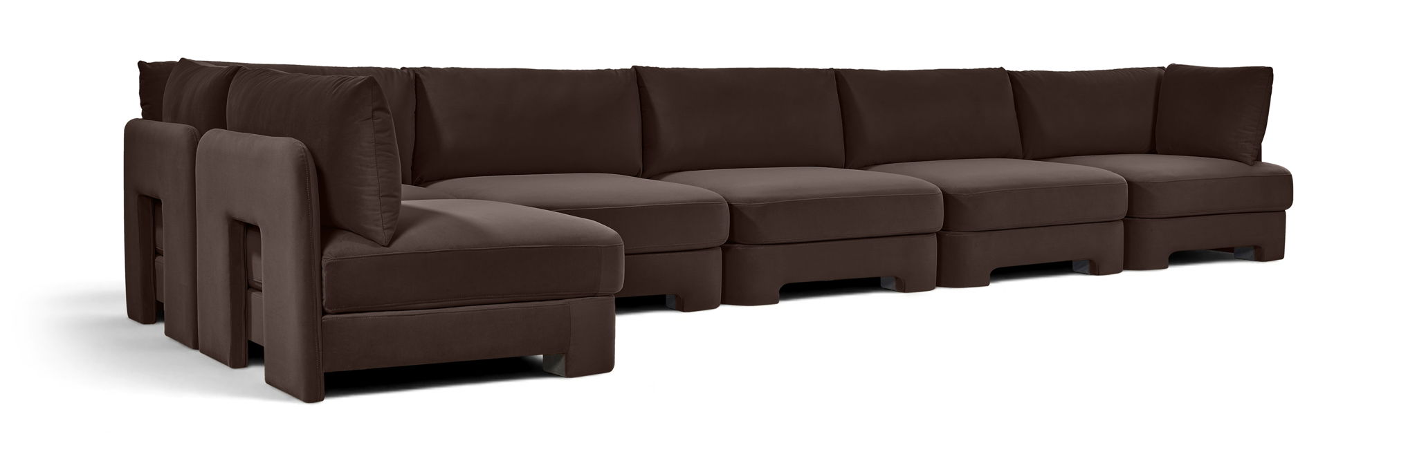 Hammond - Velvet Performance Fabric Upholstered 6 Piece L-Shaped Armless Sectional