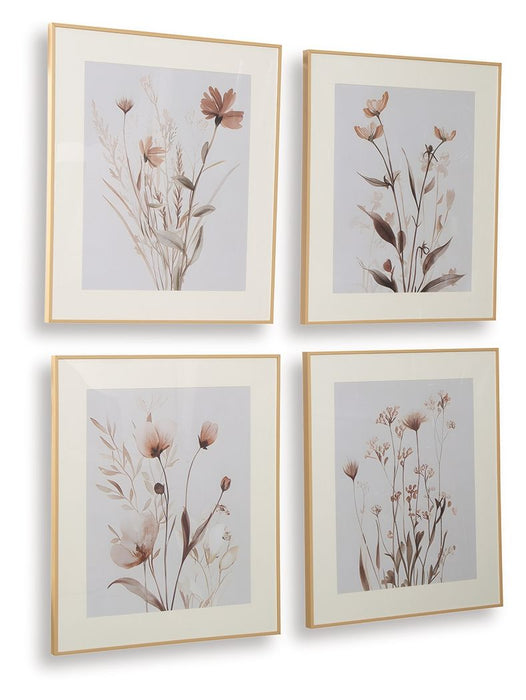 Chettings - Beige / Gray / Blush - Wall Art Set (Set of 4) - Simple Home Plus
