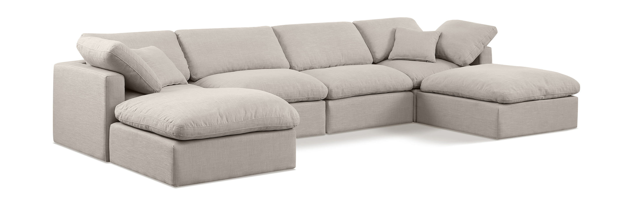 Indulge - Linen 6 Piece Modular Double Chaise Sectional - Simple Home Plus