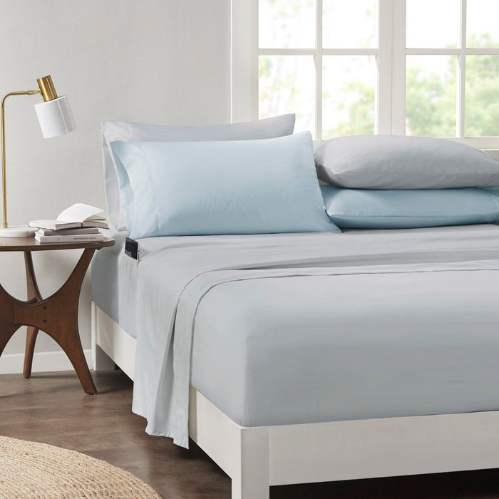 Alexis - Comforter Set With Bed Sheets - Blue - Simple Home Plus