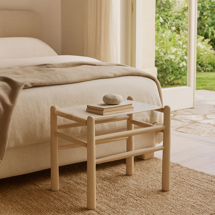 Santos - Faux Leather Upholstered Bench - Natural Frame - Simple Home Plus