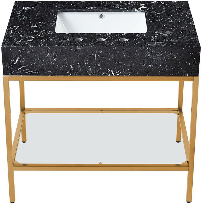 Marmo - Engineered Marble Bathroom Vanity With Gold Base - Simple Home Plus