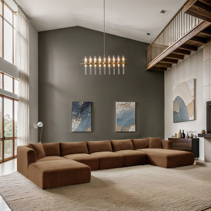 Shaggy - Fabric 6 Piece Modular Sectional With Chaise And Ottoman - Simple Home Plus