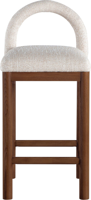 Conrad - Linen Counter Stool With Brown Legs - Simple Home Plus