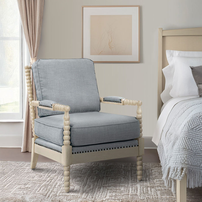 Donohue - Accent Arm Chair - Light Blue / Antique Cream - Simple Home Plus