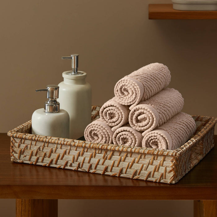 Diagonal Ribbed - 6 Piece Washcloths Set - Beige - Simple Home Plus