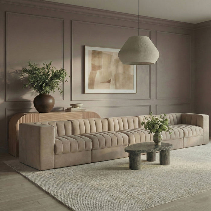 Rummi - Velvet Performance Fabric Upholstered 5 Piece Modular Sofa - Simple Home Plus