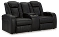 Caveman Den - Midnight - Power Reclining Loveseat with Console/ Adj Hdrst - Simple Home Plus