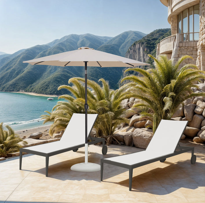 Fiji - Aluminum Patio Umbrella With Round White And Black Base - Simple Home Plus